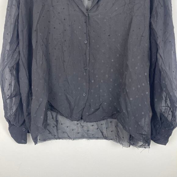 RTA Women’s black long sleeve polka dot blouse sheer size Small - Picture 4 of 9